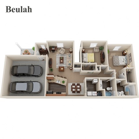 Floor plan for 2 beds, 2 baths, 1146 sqft